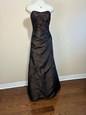 Sarah Danielle Strapless Black Evening Dress with Side Appliqué